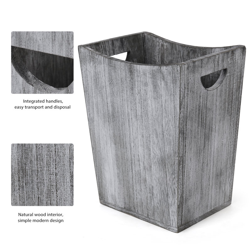 CELLPAK Wood Trash Can Rustic Farmhouse Wastebasket Bin & Reviews Wayfair